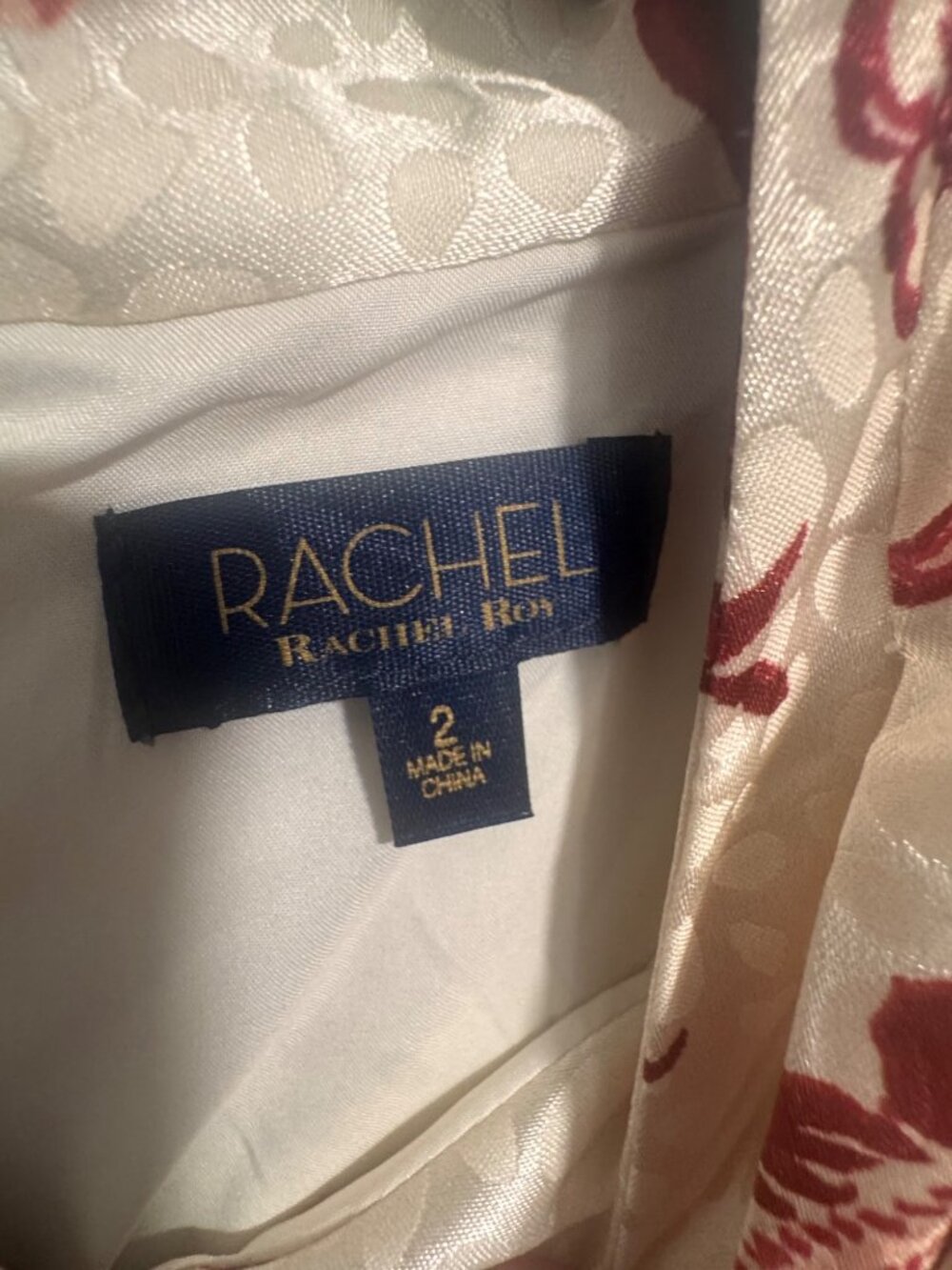 Rachel Roy Light Beige & Red Floral Handkerchief Hem Midi Dress Size 2 - Picture 3 of 8
